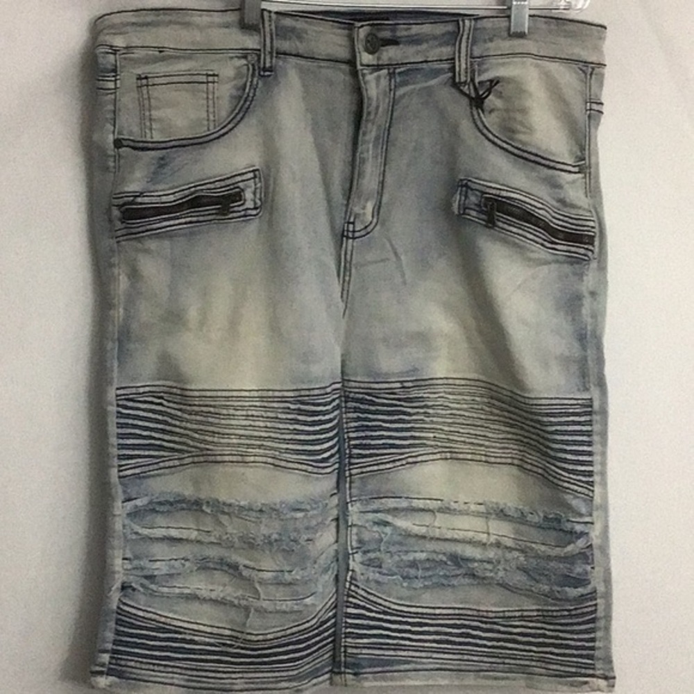 NWT Waimea Stretch Moto Short Bleached Denim Sz 38